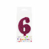 Glitter Magenta Number Candle 6