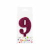 Glitter Magenta Number Candle 9