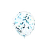 Clear blue confetti latex balloon in pack of 6 and size of 30cm
