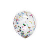 Clear rainbow confetti latex balloon in pack of 6 and size of 30cm