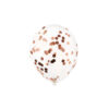 Clear rose gold confetti latex balloon in pack of 6 and size of 30cm