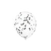 Clear silver confetti latex balloon in pack of 6 and size of 30cm