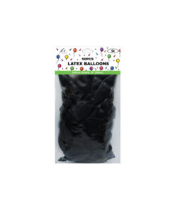 Plain black latex balloon in 12inch size and coming in pack of 50