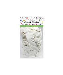 Plain white latex balloon in 12inch size and coming in pack of 50