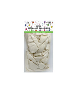 Plain metallic white latex balloon in 12inch size and coming in pack of 50