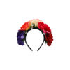 Headband with purple, red and white flowers