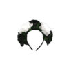 Headband with white and black flowers