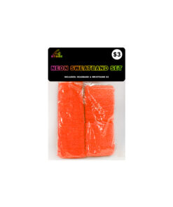 Neon orange 80's sweat bands in pack of 1x headband and 2x wristbands