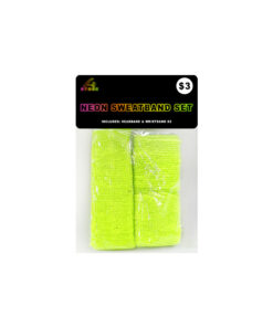Neon yellow 80's sweat bands in pack of 1x headband and 2x wristbands