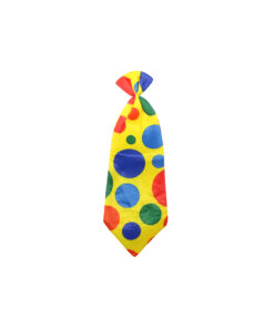 Clown dress up kit tie in yellow colour with rainbow polka dots