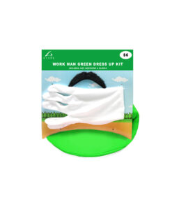 Green plumber workman dress up kit including green hat with "L", moustache and white gloves
