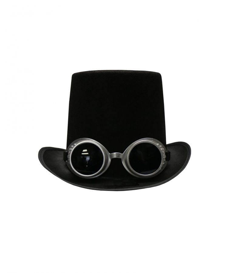 Black Steampunk Top Hat with Goggles LookSharpStore