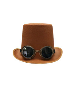 Brown steampunk top hat with goggles