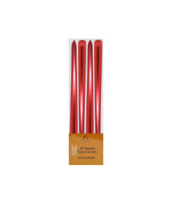 Red Metallic Taper Candles 4pk