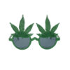 Hemp leaf party glasses in full glittery green colour with black tinted lens