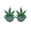 Hemp leaf party glasses in full glittery green colour with black tinted lens