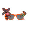 Tropical flamingo party glasses in orange colour and black tinted lens
