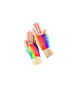 Rainbow Fishnet Gloves Short