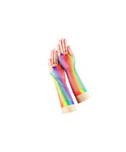 Rainbow Fishnet Gloves Long