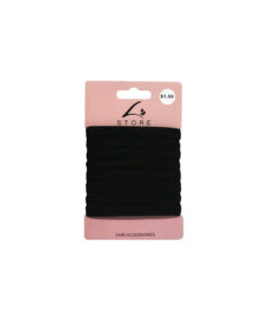 Black elastic hair ties coming in pack of 8