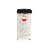 Gobake shaped sprinkles in "snowflake" theme with white colour and in clear plastic container of 45g and black lid