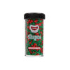 Gobake shaped sprinkles in "Christmas tree" design in green and red colour in clear plastic container of size 45g and black lid