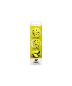 Gobake edible yellow emoji face icing decoration with smiling face, winking smiley and cool sunglasses emoji design in pack of 9