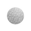 Round silver masonite cake board in size of 8in