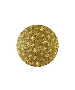 Round gold masonite cake board in size of 10in