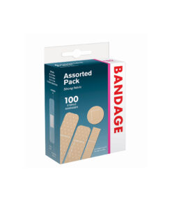 Assorted strong fabric bandages band-aids in pack of 100 sterile bandages