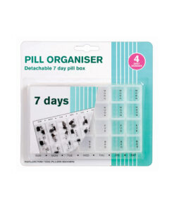 Pill organiser detachable 7 day pill box for 4 daily doses for morning, noon, evening, and bed