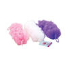 Loofah shower scrub in pink, white, and purple assorted colours