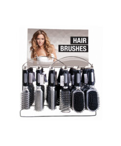 Assorted chrome hair brushes in pack of 6