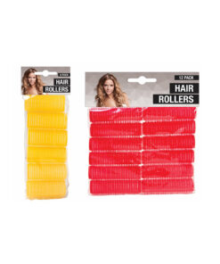 Hair rollers in yellow and red assorted colours coming in pack of 6 and 12