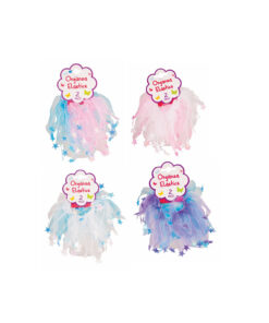 Organza elastic hairbands in assorted pink, blue , purple, and white colours in pack of 2
