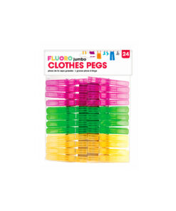 Fluro Clothes Pegs Large 24pk