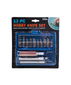 Hobby knife set for modelling kit with 3x knife bodies and 10x knife heads coming in pack of 13 pieces total
