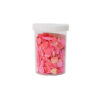 Pink heart shaped sequins coming in container of 80g