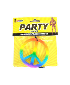 Rainbow peace symbol Hippie necklace for Halloween costume, dress up and prop