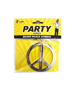 Silver peace symbol Hippie necklace for Halloween costume, dress up and prop