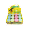 Slime in assorted colours of blue, yellow, red, and green coming in box of 12 containers