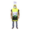 Novelty Corona costume with "COVID-19 design" and beer bottle outfit in yellow-brown colour with white top
