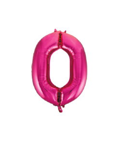Hot pink foil balloon in number "0" design