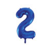 Royal blue foil balloon in number "2" design