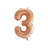 Rose gold foil balloon in number "3" design