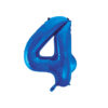 Royal blue foil balloon in number "4" design