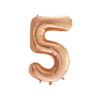 Rose gold foil balloon in number "5" design