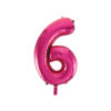 Hot pink foil balloon in number "6" design