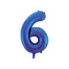 Royal blue foil balloon in number "6" design