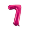 Hot pink foil balloon in number "7" design